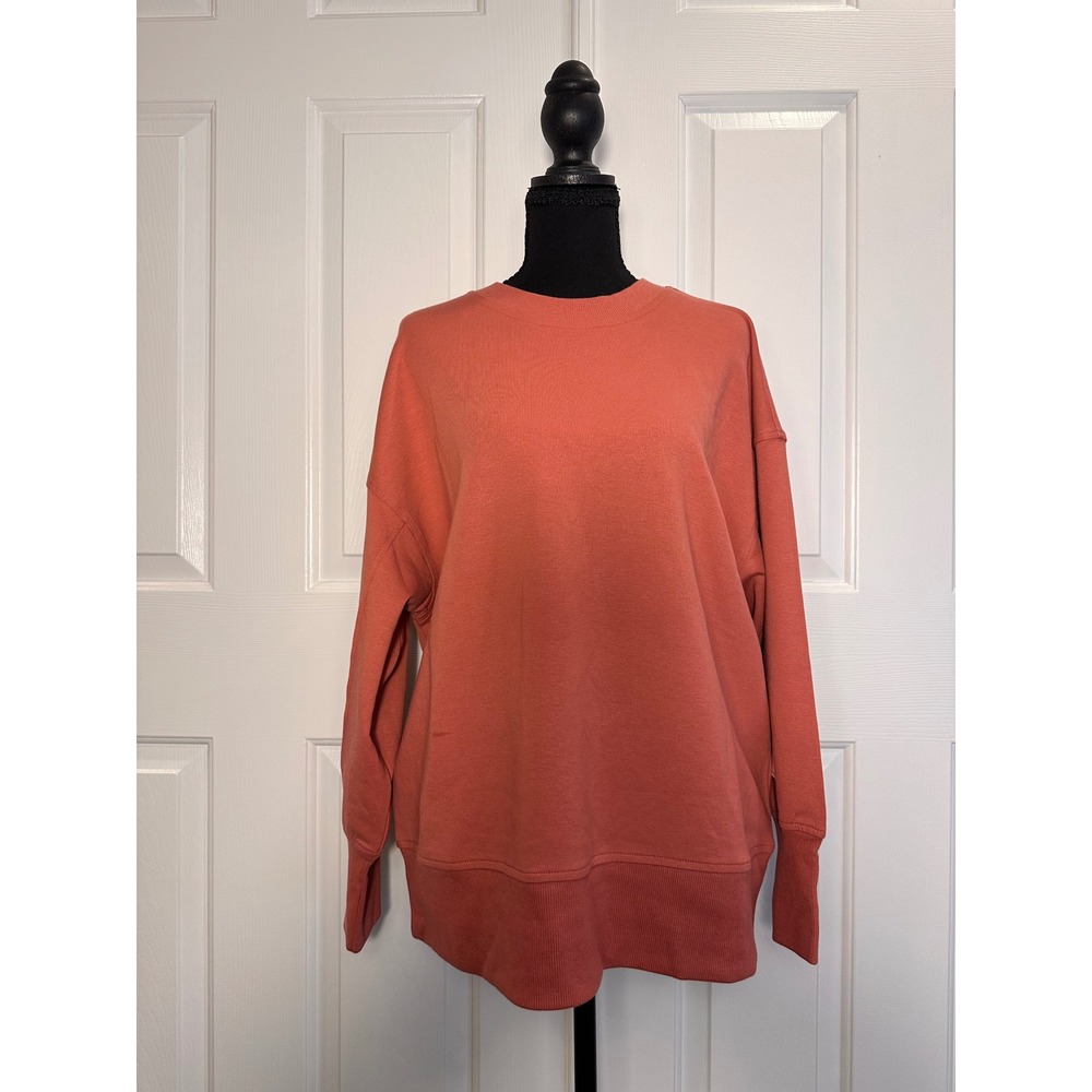 Old Navy Active Dynamic Fleece Sweatshirt Spice Orange Crew Neck Petite L NWT